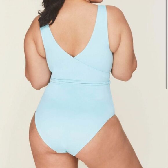 Andie Swim Belmar Cabana Blue Tie Waist One Piece Swimsuit medium NWT - Picture 2 of 3